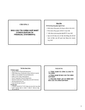 Bài giảng Kế toán tài chính 3 - Chương 1: Báo cáo tài chính hợp nhất (Consolidation of Financial Statements)