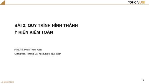 Bài giảng Kiểm toán - Bài 2: Quy trình hình thành ý kiến kiểm toán - Phan Trung Kiên