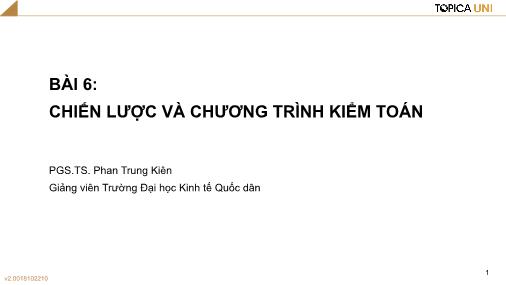 Bài giảng Kiểm toán - Bài 6: Chiến lược và chương trình kiểm toán - Phan Trung Kiên