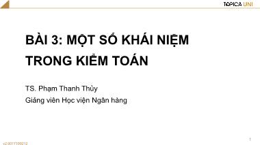 Bài giảng Lý thuyết kiểm toán - Bài 3: Một số khái niệm trong kiểm toán - Phạm Thanh Thủy