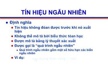 Bài giảng Lý thuyết tín hiệu - Chương 3, Phần 1: Tín hiệu ngẫu nhiên - Võ Thị Thu Sương