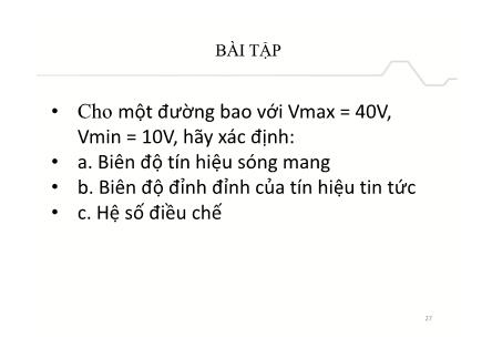 Bài giảng Mạch điện tử và BTL IC - Chương 3, Phần 2: Điều chế và giải điều chế tương tự