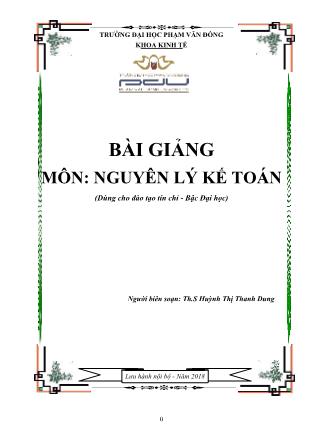 Bài giảng Nguyên lý kế toán - Huỳnh Thị Thanh Dung