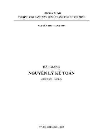 Bài giảng Nguyên lý kế toán (Phần 1) - Nguyễn Thị Thanh Hoa