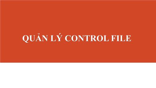 Bài giảng Quản lý Control File