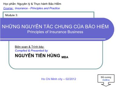 Bài giảng Thị trường bảo hiểm - Module 3 - Nguyễn Tiến Hùng