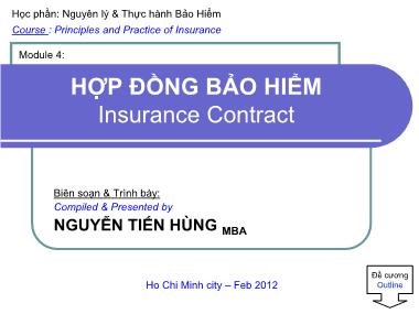 Bài giảng Thị trường bảo hiểm - Module 4 - Nguyễn Tiến Hùng