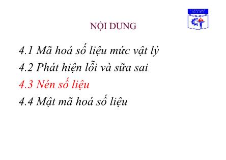 Bài giảng Truyền số học - Chương 4, Phần 3: Xử lý số liệu truyền