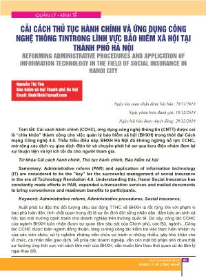 Cải cách thủ tục hành chính và ứng dụng công nghệ thông tin trong lĩnh vực bảo hiểm xã hội tại thành phố Hà Nội