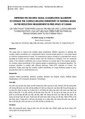 Cải tiến thuật toán phân loại đa tín hiệu để ước lượng điện môi tương đối phức của vật liệu dựa trên phép đo phản xạ trong không gian tự do ở băng tần X