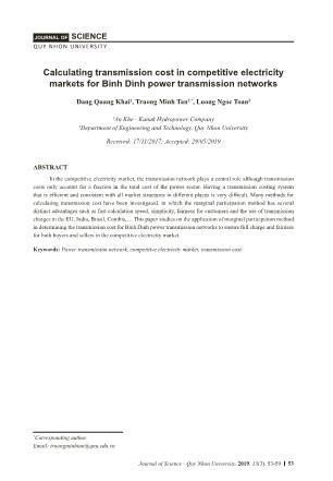 Calculating transmission cost in competitive electricity markets for Binh Dinh power transmission networks