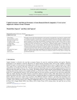 Capital structure and firm performance of non-financial listed companies: Cross-sector empirical evidences from Vietnam