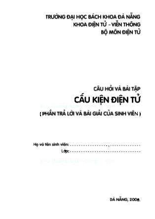 Câu hỏi và bài tập Cấu kiện điện tử