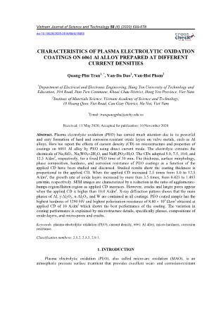 Characteristics of plasma electrolytic oxidation coatings on 6061 al alloy prepared at different current densities