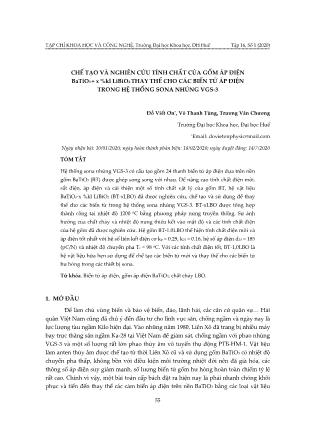 Chế tạo và nghiên cứu tính chất của gốm áp điện BaTiO3 + x %kl libio2 thay thế cho các biến tử áp điện trong hệ thống sona nhúng vgs-3