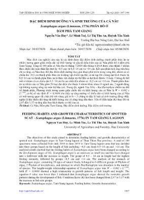 Đặc điểm dinh dưỡng và sinh trưởng của cá nâu Scatophagus argus (Linnaeus, 1776) phân bố ở đầm phá Tam Giang