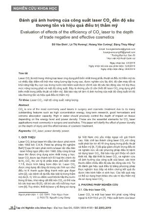 Đánh giá ảnh hưởng của công suất laser CO2 đến độ sâu thương tổn và hiệu quả điều trị thẩm mỹ