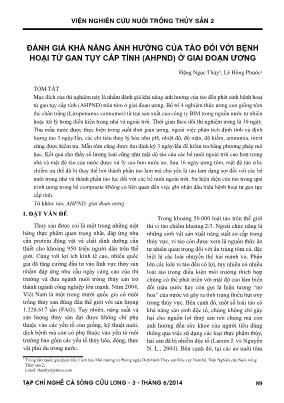 Đánh giá khả năng ảnh hưởng của tảo đối với bệnh hoại tử gan tụy cấp tính (AHPND) ở giai đoạn ương