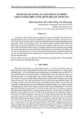 Đánh giá so sánh các giải pháp cải thiện chất lượng điện năng dùng bộ lọc tích cực