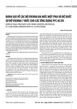 Đánh giá về các bộ vienna đa mức một pha và đề xuất sơ đồ vienna 7 mức cho các ứng dụng PFC AC/DC