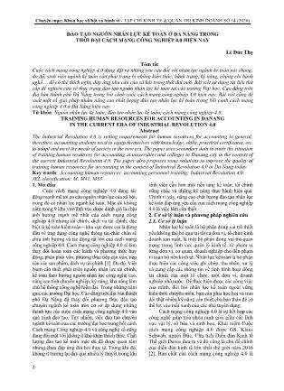 Đào tạo nguồn nhân lực kế toán ở Đà Nẵng trong thời đại cách mạng công nghiệp 4.0 hiện nay