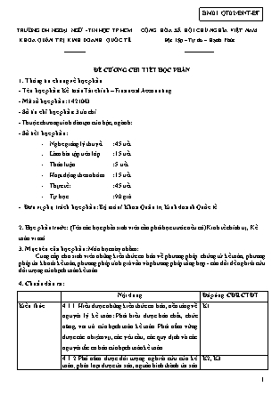 Đề cương chi tiết học phần Kế toán Tài chính
