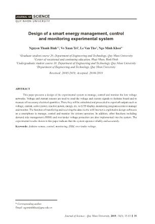 Design of a smart energy management, control and monitoring experimental system