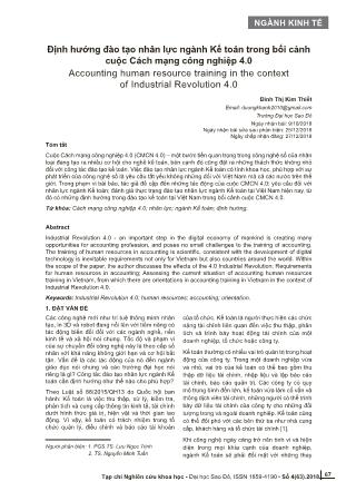 Định hướng đào tạo nhân lực ngành Kế toán trong bối cảnh cuộc Cách mạng công nghiệp 4.0