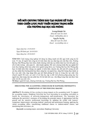 Đổi mới chương trình đào tạo ngành Kế toán theo chiến lược phát triển ngành trọng điểm của trường Đại học Hải Phòng