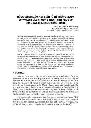 Đồng bộ dữ liệu mất điện từ hệ thống scada survalent vào chương trình crm phục vụ công tác chăm sóc khách hàng