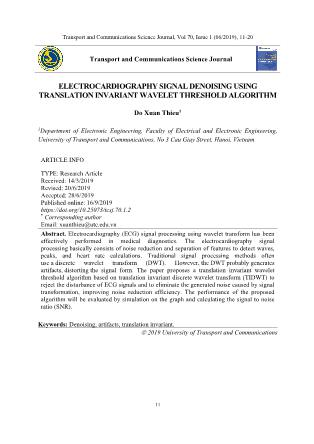 Electrocardiography signal denoising using translation invariant wavelet threshold algorithm