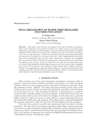 Final breakdown on water tree degraded polymer insulation