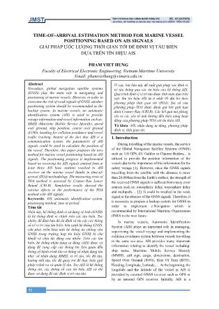 Giải pháp ước lượng thời gian tới để định vị tàu biển dựa trên tín hiệu AIS