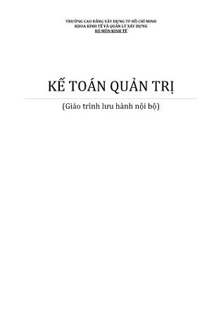 Giáo trình Kế toán quản trị (Mới nhất)