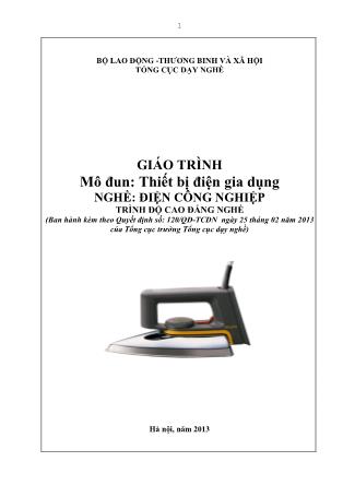 Giáo trình Mô đun 29: Thiết bị điện gia dụng - Điện công nghiệp