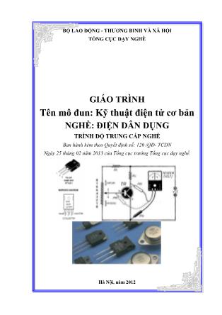 Giáo trình Mô đun Kỹ thuật điện tử cơ bản - Điện dân dụng