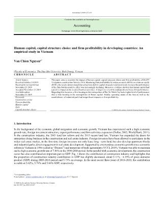 Human capital, capital structure choice and firm profitability in developing countries: An empirical study in Vietnam