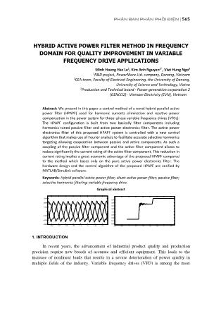 Hybrid active power filter method in frequency domain for quality improvement in variable frequency drive applications