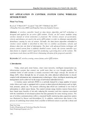 IOT application in control system using wireless sensor fusion