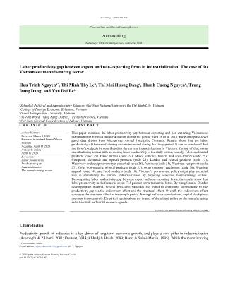 Labor productivity gap between export and non-exporting firms in industrialization: The case of the Vietnamese manufacturing sector