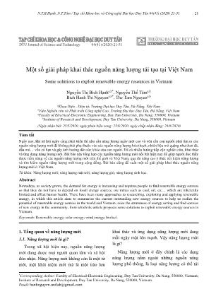 Một số giải pháp khai thác nguồn năng lượng tái tạo tại Việt Nam