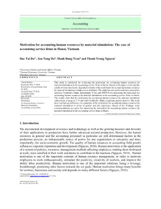 Motivation for accounting human resources by material stimulation: The case of accounting service firms in Hanoi, Vietnam