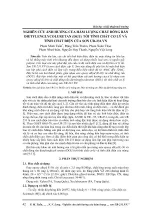 Nghiên cứu ảnh hưởng của hàm lượng chất đóng rắn dietylenglycoluretan (dgu) tới tính chất cơ lý và tính chất điện của sơn ur-231.vn