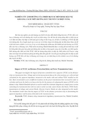 Nghiên cứu ảnh hưởng của thiết bị TCSC đến rơle bảo vệ khoảng cách trên đường dây truyền tải điện năng