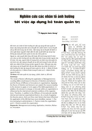 Nghiên cứu các nhân tố ảnh hưởng tới việc áp dụng kế toán quản trị