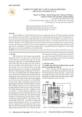 Nghiên cứu thiết kế và chế tạo hệ đo khí Hydro trong dầu máy biến áp lực
