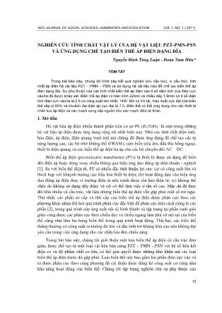 Nghiên cứu tính chất vật lý của hệ vật liệu PZT-PMN-PSN và ứng dụng chế tạo biến thế áp điện dạng đĩa