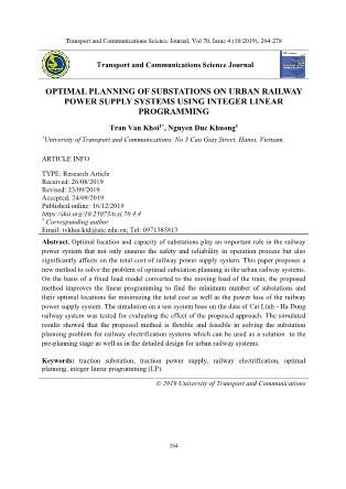 Optimal planning of substations on urban railway power supply systems using integer linear programming