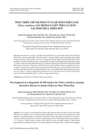 Phát triển chỉ thị phân tử SCAR nhận diện loài Vibrio vulnificus gây bệnh lở loét trên cá nuôi tại tỉnh Thừa Thiên Huế