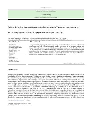 Political ties and performance of multinational corporations in Vietnamese emerging market